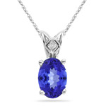 0.93-1.75 Cts of 8x6 mm AA+ Oval Tanzanite Scroll Pendant in Platinum