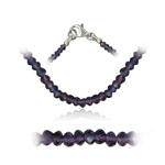 35.00 Cts Faceted Amethyst Bead Necklace in Sterling Silver