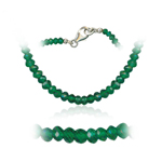 36.00 Cts Faceted Green Onyx Bead Necklace in Sterling Silver