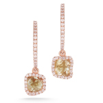 0.30 Cts Natural Pink Diamond & 0.95 Cts Natural Golden Yellow Diamond Designer Earrings in 14K Pink Gold