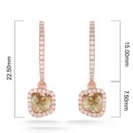 0.30 Cts Natural Pink Diamond & 0.66 Cts Natural Golden Yellow Diamond Designer Earrings in 14K Pink Gold