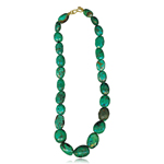 55.00-60.50 Cts Natural Turquoise From Arizona Bead Necklace in 18K Yellow Gold