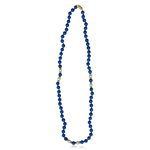 Natural ( Not Dyed ) Lapis & 4 mm 14K Yellow Gold Beads Necklace in 14K Yellow Gold