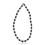 150.00-170.00 Cts Black Onyx & Natural Genuine Crystal Quartz Necklace in Silver