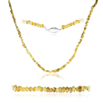 15.00 Cts Untreated Natural Yellow Diamond Organic shaped Beads Strand Necklace in 14K White Gold