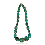 Turquoise Single Strand Bead Necklace in 18K Yellow Gold