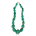 Turquoise Single Strand Bead Necklace in 18K Yellow Gold