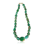 Turquoise Single Strand Bead Necklace in 18K Yellow Gold