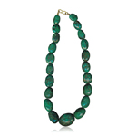 Turquoise Single Strand Bead Necklace in 18K Yellow Gold