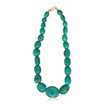 Turquoise Single Strand Bead Necklace in 18K Yellow Gold