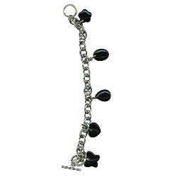 Black Onyx Charm Bracelet in Silver