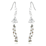 1.00-1.10 Cts Beads Light Yellow Rough Diamond Dangle Earrings in Silver