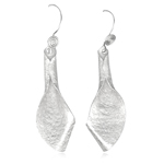 Folded-Leaf Textured Dangle Earrings in Silver