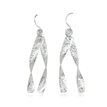 Double Ribbon Drop Dangle Earrings in Silver