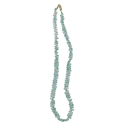 Aqua Sphinx Briolette 14k Gold-fill Necklace– blue green color changing crystal