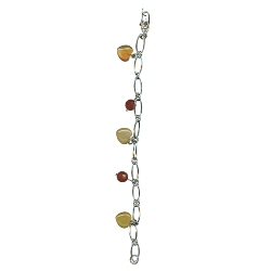 Carnelian Round Bead & Heart Bracelet in Silver