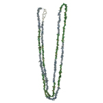 75.00 Cts Tanzanite & Tsavorite Tumble Chips Bead Necklace in Silver