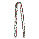 90.00 Cts Natural Emerald & Ruby Spinel Double Stranded Chips Bead Necklace in Silver