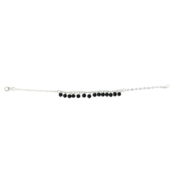 Black Onyx Bead Bracelet in Silver