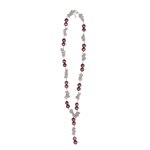 Rose Quartz Chips Bead & Maroon Freshwater Cultured Pearl Necklace in Silver