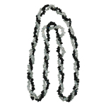 Black Onyx & White Crystal Quartz Double Stranded Endless Tumble Chips Bead Necklace