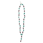 Apatite Chips Bead & Maroon  Freshwater Cultured Pearl Necklace in Silver