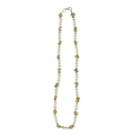 Citrine Chips Bead &  Freshwater Cultured Pearl Necklace in Silver