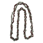Garnet & Smokey Quartz Double Stranded Endless Tumble Chips Bead Necklace in Silver