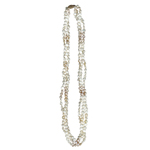 Three Strand Natural  Pink and White Freshwater Cultured Pearl Necklace in 14K Yellow Gold