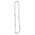 Freshwater Cultured Pearl & 6 mm Fluted Gold Balls Necklace in 14K Yellow Gold