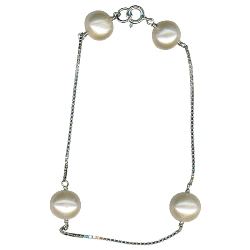 Natural Color Freshwater Cultured Pearl Bracelet in Silver