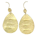 Drop Textured Dangle Earrings in Silver with Yellow Rhodium