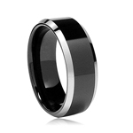 8 mm Black Beveled Engraved & Nature Edged Tungsten Wedding Band