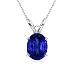 1.00-1.52 Cts of 8x6 mm Heirloom Quality Oval Tanzanite Solitaire Pendant in 18K White Gold