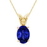 1.00-1.52 Cts of 8x6 mm Heirloom Quality Oval Tanzanite Solitaire Scroll Pendant in 14K Yellow Gold