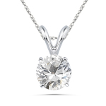 1.15 Cts of 6.5 mm AAA Round White Sapphire Solitaire Pendant in Platinum