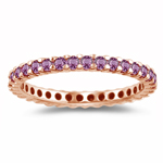 0.68 Cts Pink Sapphire Eternity Ring in 14K Pink Gold