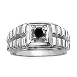 0.65 Cts Black Diamond Mens Ring in Silver