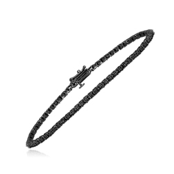 1.00 Ct Round Treated Black Diamond Bracelet in Silver with Rhodium