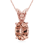 2.00 Cts of 10x8 mm AAA Oval Morganite Solitaire Scroll Pendant in 14K Pink Gold