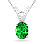 0.40-0.55 Cts of 6x4 mm AAA Oval Tsavorite Garnet Solitaire Pendant in Platinum