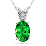 0.40-0.55 Cts of 6x4 mm AAA Oval Tsavorite Garnet Scroll Solitaire Pendant in Platinum
