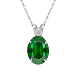 1.36 Cts of 8x6 mm AA Oval Green Tourmaline Scroll Solitaire Pendant in Platinum