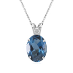 1.30-1.51 Cts of 8x6 mm AA Oval London Blue Topaz Scroll Solitaire Pendant in Platinum