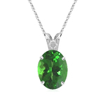 0.21-0.28 Cts of 5x3 mm AAA Oval Tsavorite Garnet Scroll Solitaire Pendant in Platinum