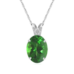 0.21-0.28 Cts of 5x3 mm AAA Oval Tsavorite Garnet Scroll Solitaire Pendant in Platinum