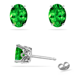 0.46-0.63 Cts of 5x3 mm AAA Oval Tsavorite Garnet Scroll Stud Earrings in Platinum
