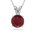 0.63-0.78 Cts of 6x6 mm AA Round Ruby Scroll Solitaire Pendant in Platinum