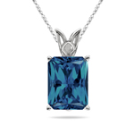 1.86 Cts of 8x6 mm AAA Emerald Radiant London Blue Topaz Scroll Solitaire Pendant in Platinum