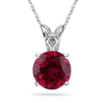 0.30 Cts of 4 mm AAA Round Ruby Scroll Solitaire Pendant in Platinum